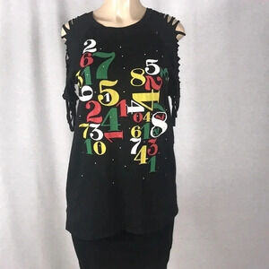 Topia black top with cut out sleeves